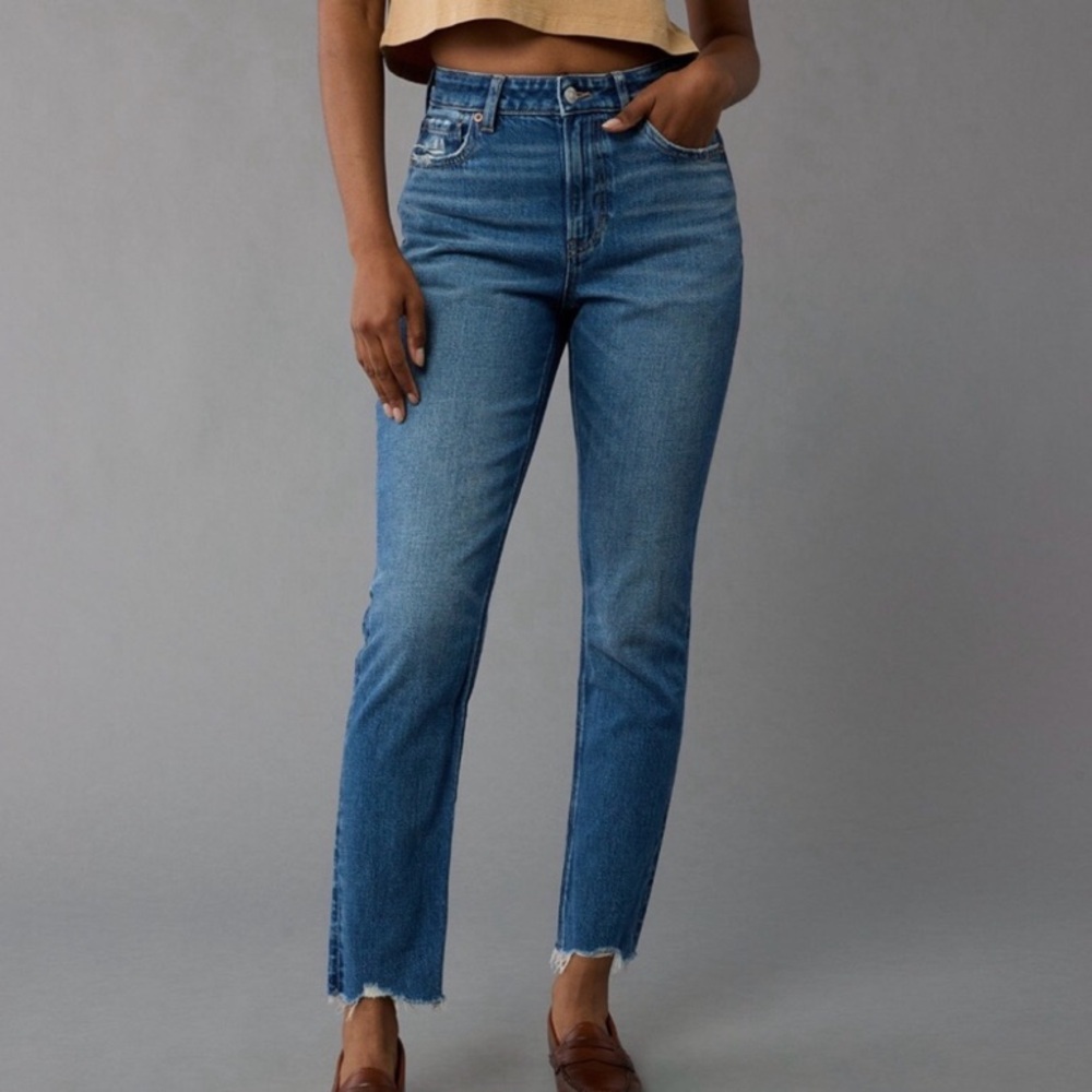AE - Distressed High Rise Mom Jean